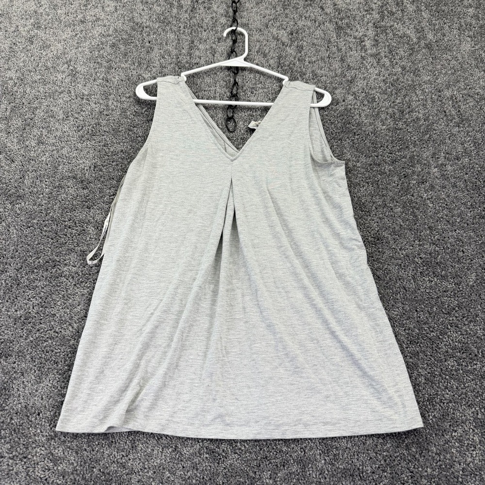 Tommy Bahama Tank Top Womens M Grey Tunic V Neck Jersey Stretch Summer Casual